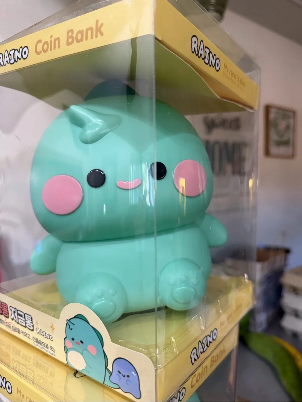 Mint Green Dino Coin Bank for Kids